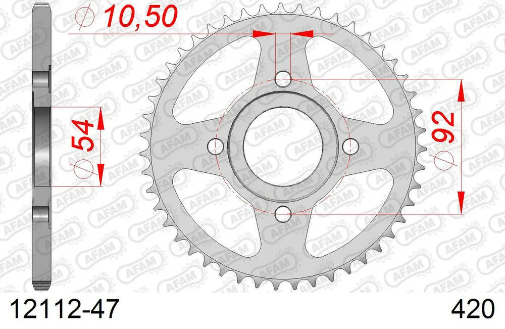 AFAM Kettensatz Stahl 420 R1-G 12x47 - MBK TZR 50 X-Power 1997-00 - KIT107991