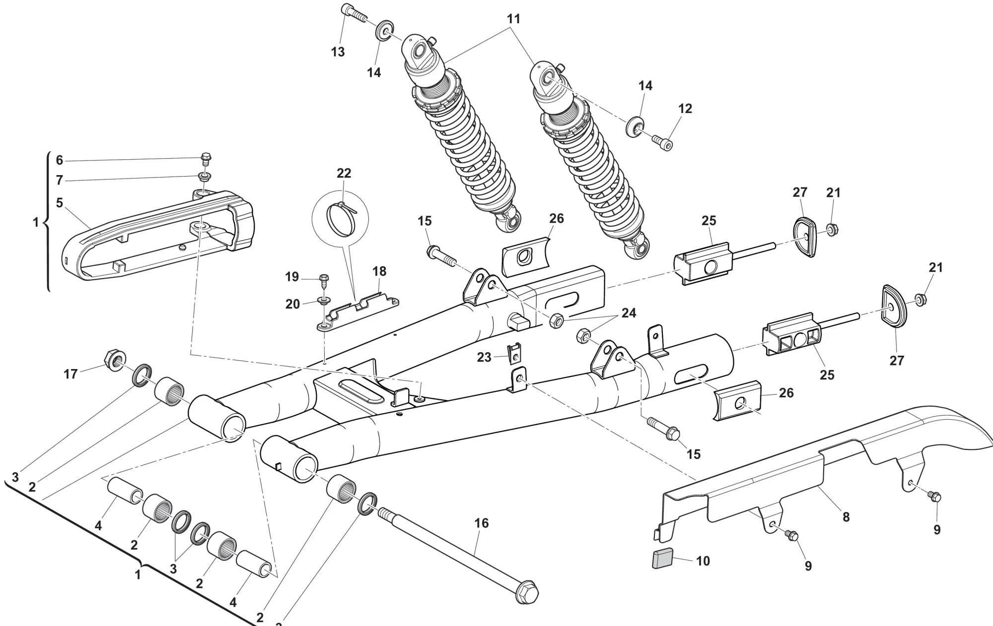 Hinterradschwinge / Stoßdämpfer Six Days Hinterradschwinge / Stoßdämpfer Six Days