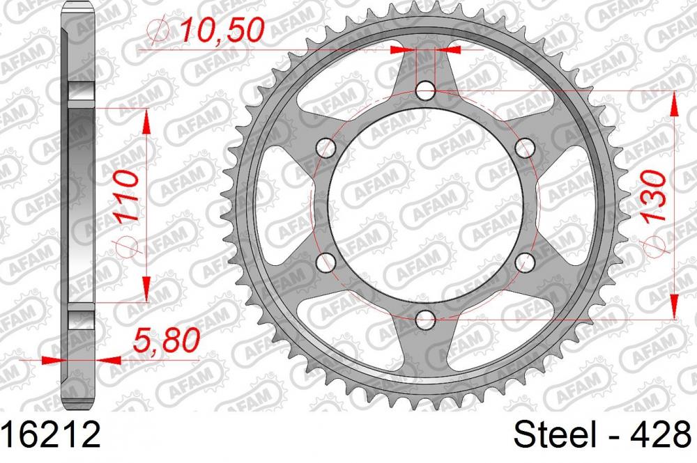 AFAM Kettensatz Stahl 428 XMR-G 16x56 - Kawasaki Ninja 125 2019-21