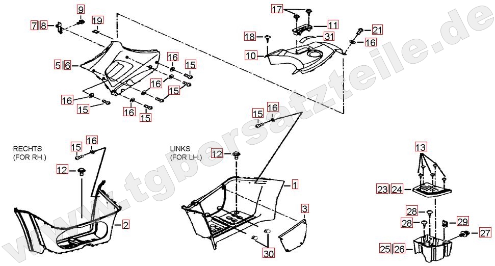 Fussstützen und Tankabdeckung