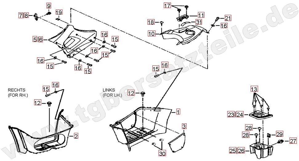 Fussstützen und Tankabdeckung
