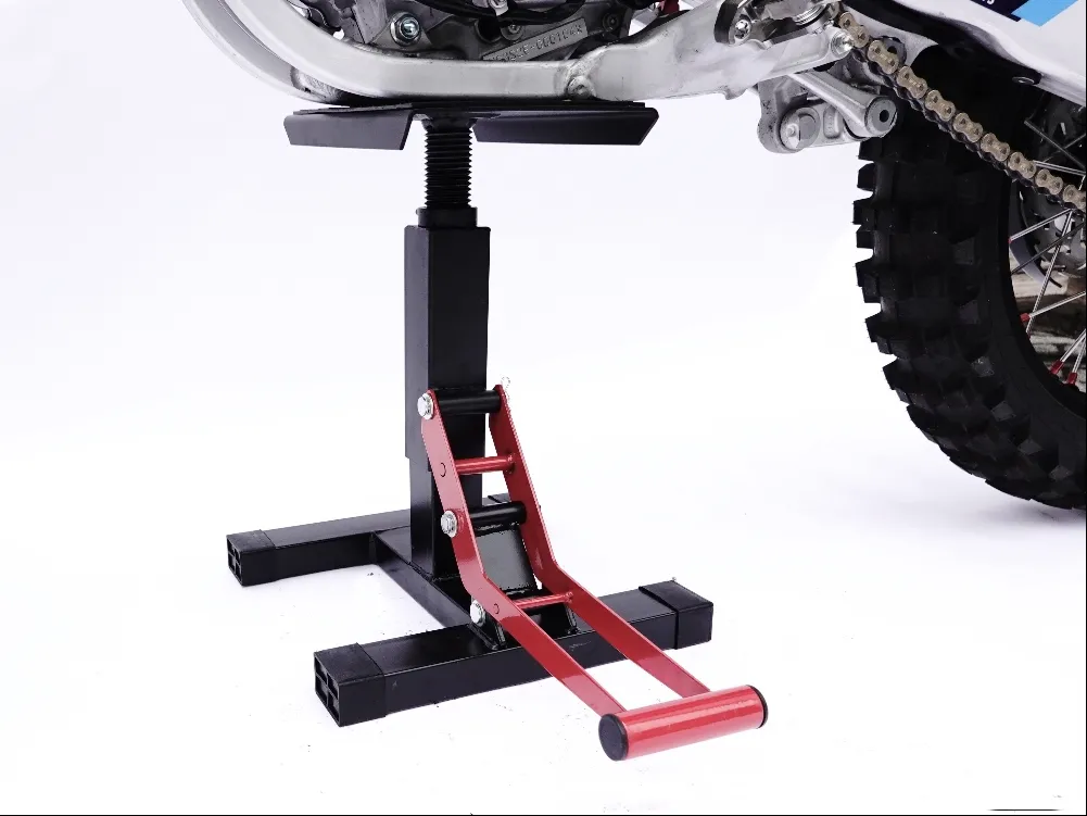 TMP Motocross & Enduro Hubständer Factory / MX Montageständer - schwarz-rot