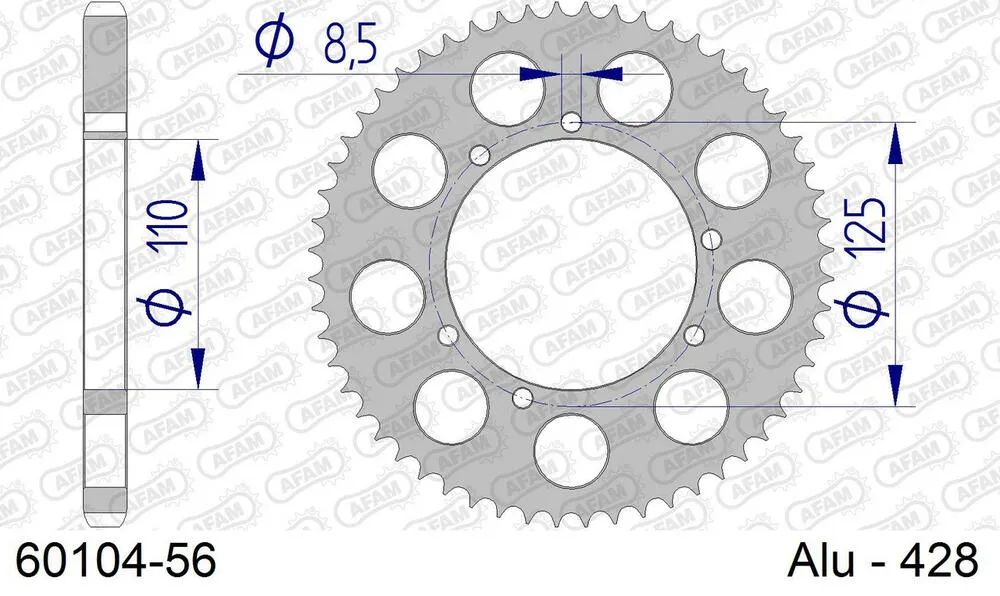 60104-56 AFAM Kettensatz Aluminium 428 MX-G 12x56 - HRD 50 Enduro 2002-13 - KIT108041