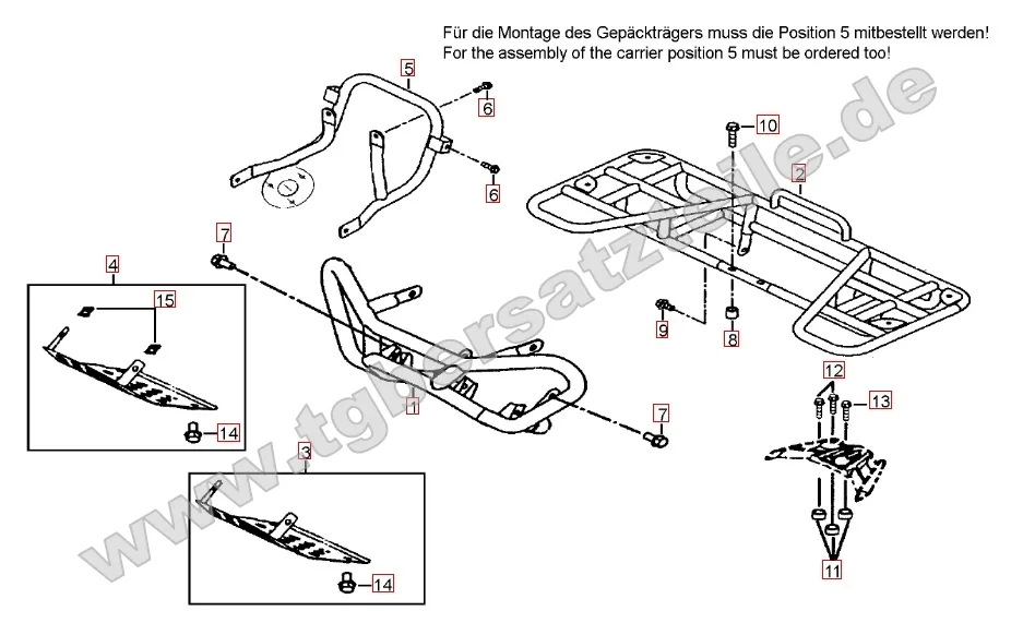 Stoßstange vorne - Gepäckträger hinten