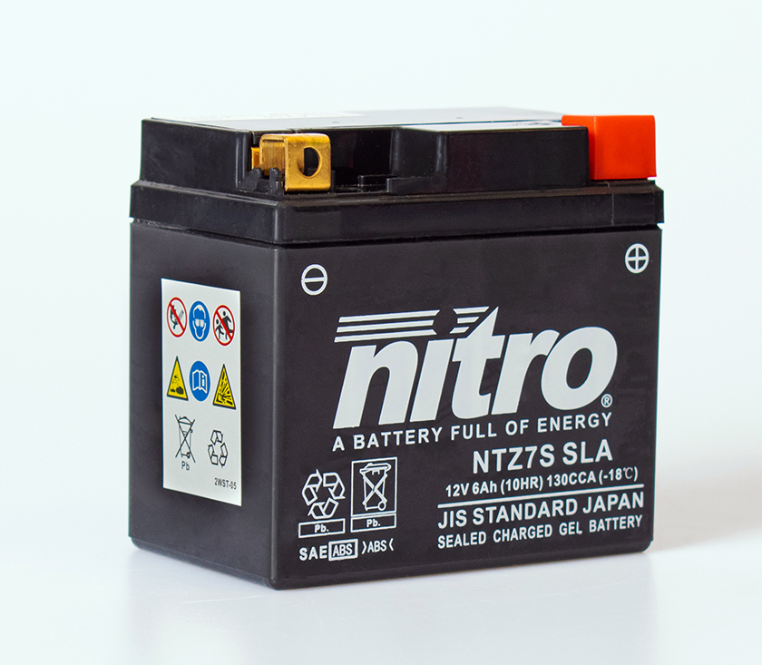 Nitro NTZ7S SLA GEL AGM Batterie 12V 6AH - Einbaufertig (YTZ7S, FTZ7S, GTZ7S)