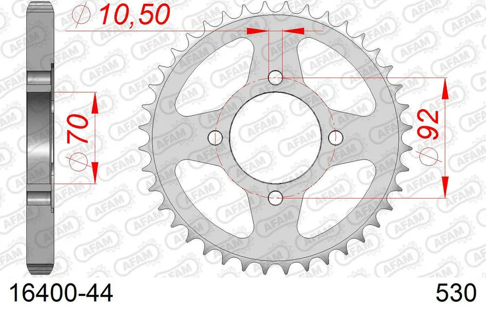 16400-44 AFAM Kettensatz Stahl 530 HS 15x44 - Kawasaki Z 400 1978-80 - 01643200