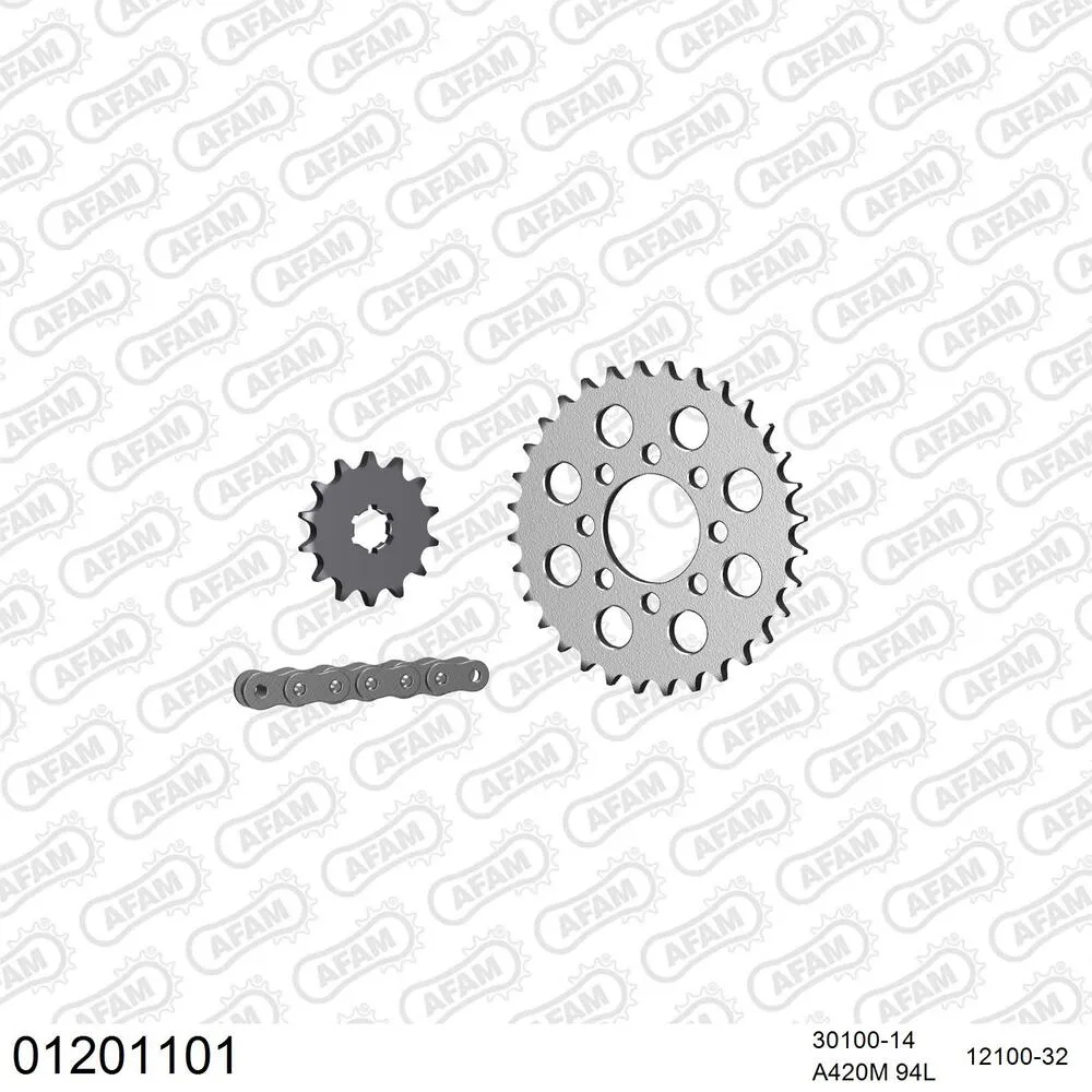 AFAM Kettensatz Stahl 420 M 14x32 - Yamaha LB 50 Chappy 1975-79 - 01201101