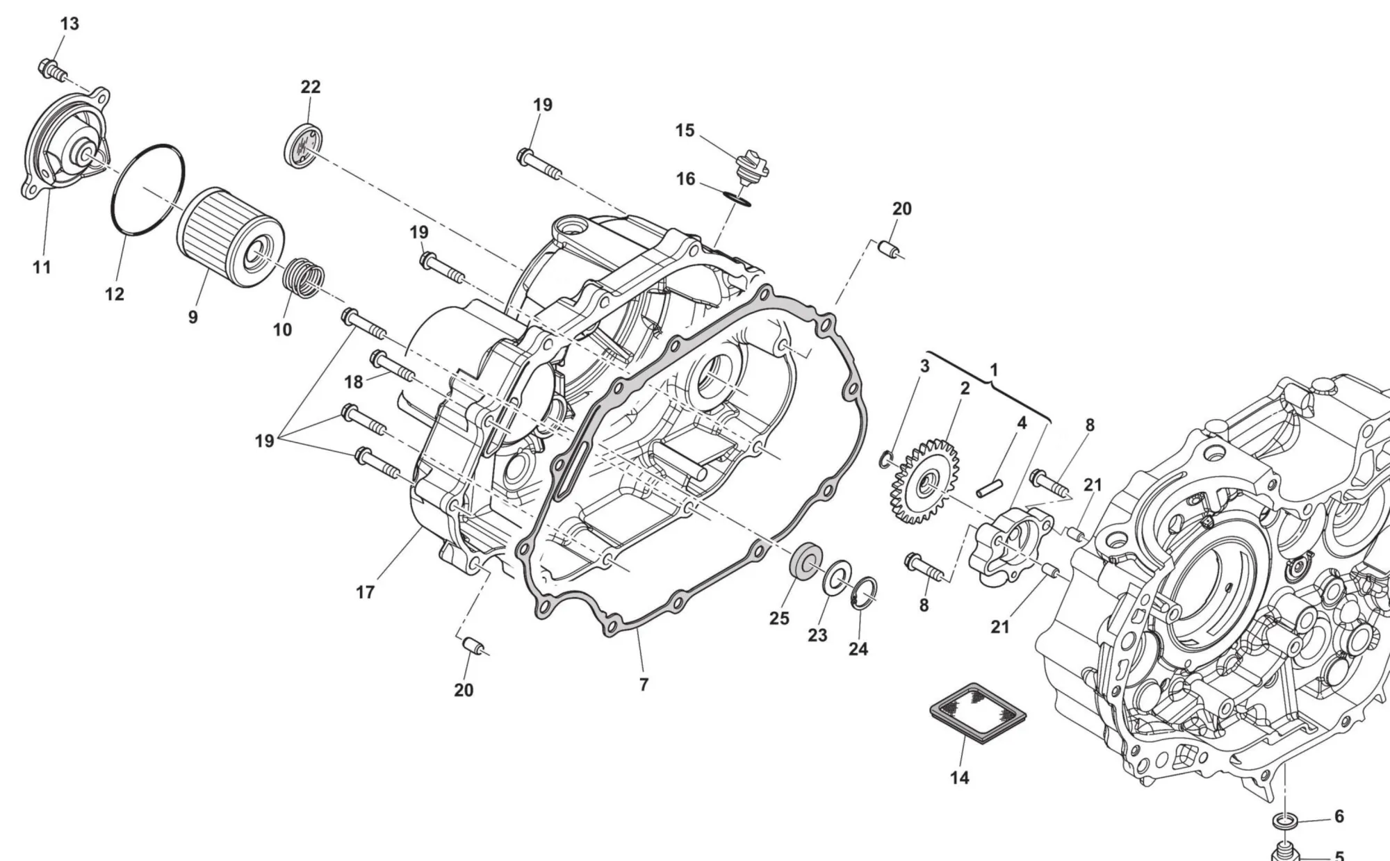 Motordeckel rechts / Ölfilter
