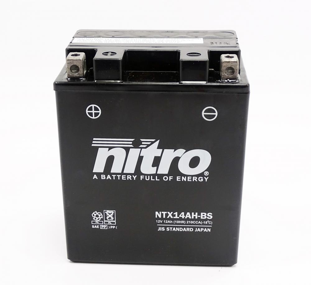 Nitro NTX14AH-BS / YTX14AH-BS AGM Batterie 12V 12AH - Einbaufertig  (YB14A-A2)