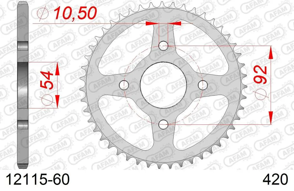 12115-60 AFAM Kettensatz Stahl 420 R1-G 11x60 - MBK TZR 50 X-Power 2007-16 - KIT108081