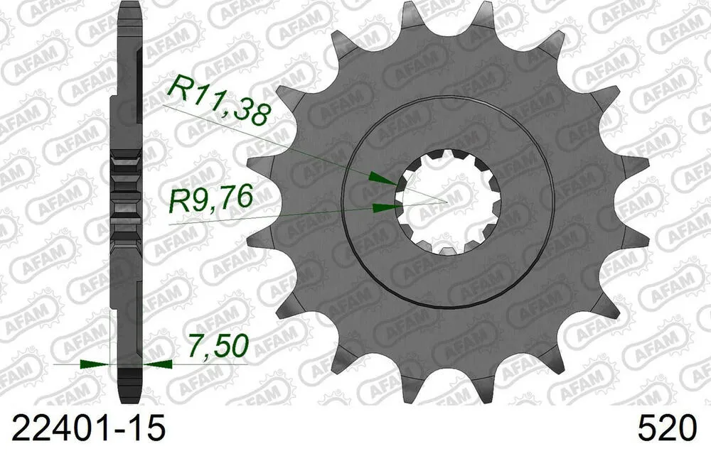 22401-15 AFAM Kettensatz Stahl 520 XRR3-G 15x41 - Suzuki GN 250 1985-98 - 01426161