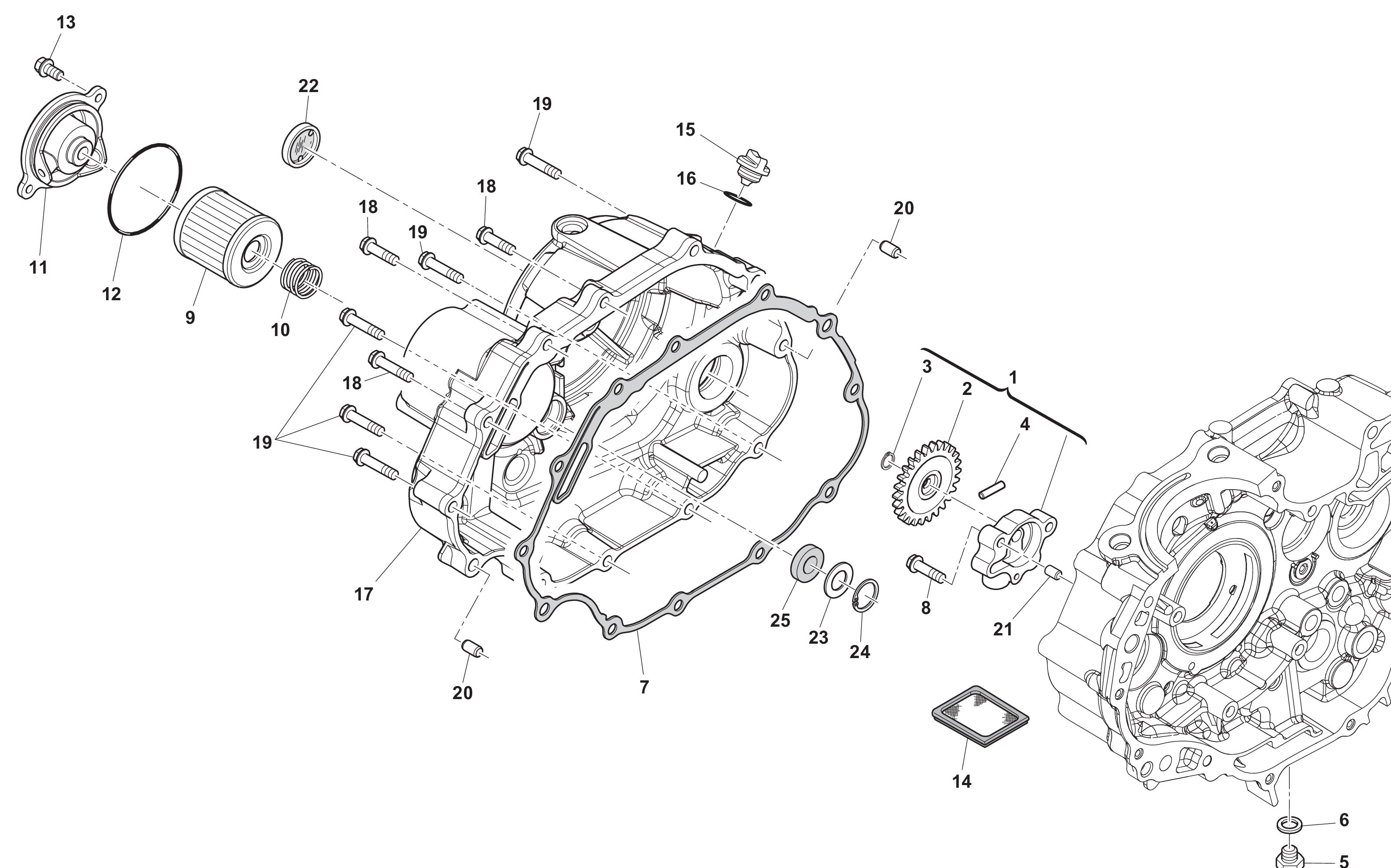 Motorgehäuse rechts / Ölfilter Motorgehäuse rechts / Ölfilter