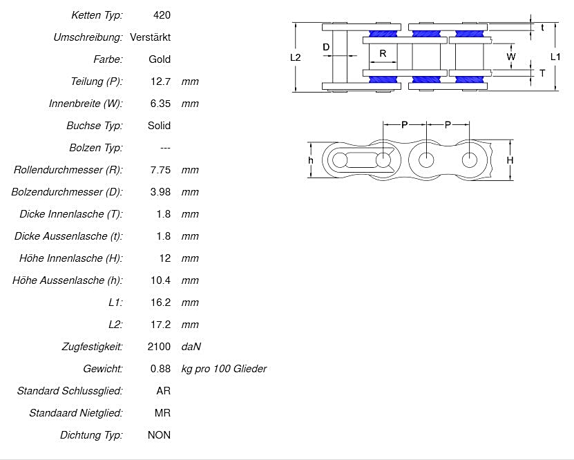 afam_ketten_daten_A420R1_G AFAM Kettensatz Stahl 420 R1-G 11x48 - Yamaha DT 50 R SM 2003-06