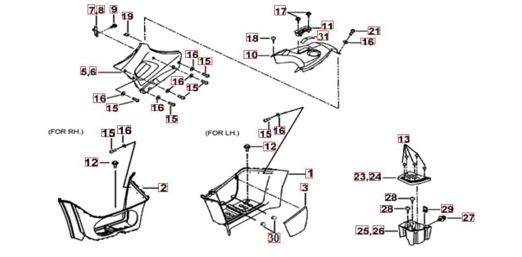 Fussstützen und Tankabdeckung