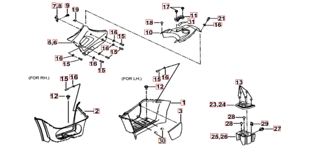 Fussstützen und Tankabdeckung Fussstützen und Tankabdeckung