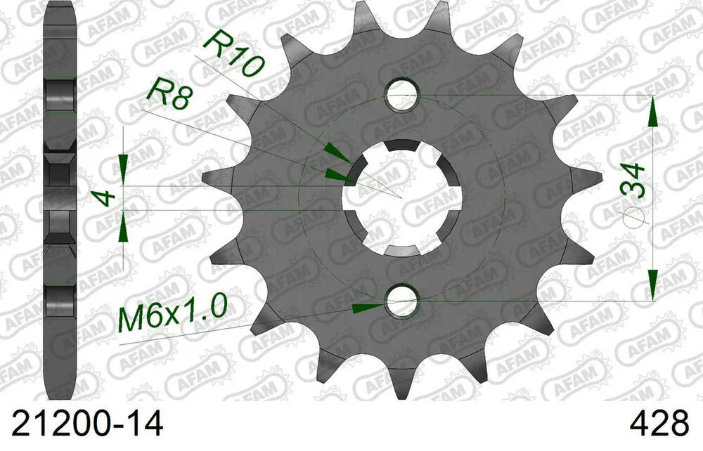 AFAM Kettensatz Stahl 428 XMR2-G 14x52 - Yamaha XSR 125 2021-23 - 01213103