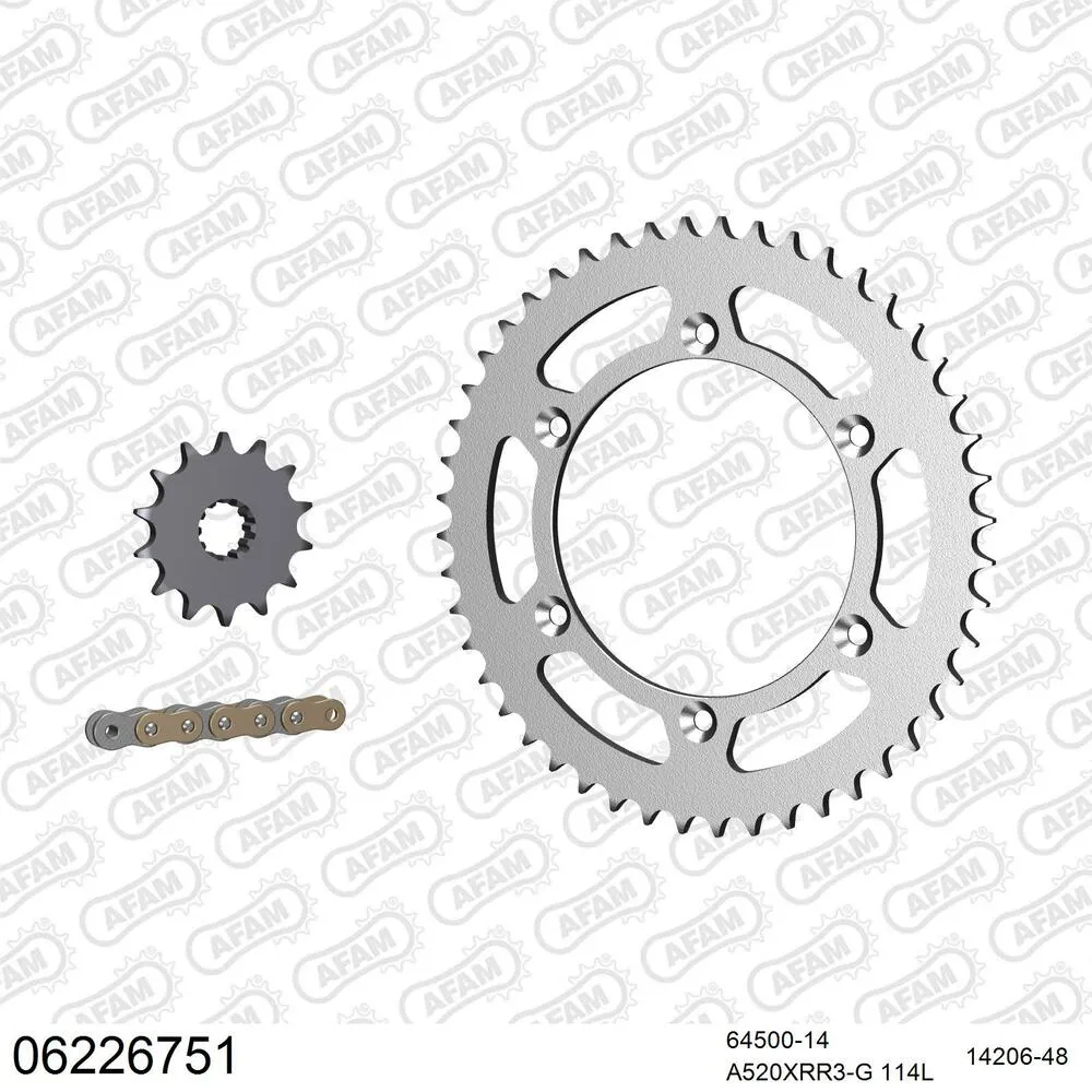AFAM Kettensatz Stahl 520 XRR3-G 14x48 - Husqvarna WR 250 1999-00 - 06226751