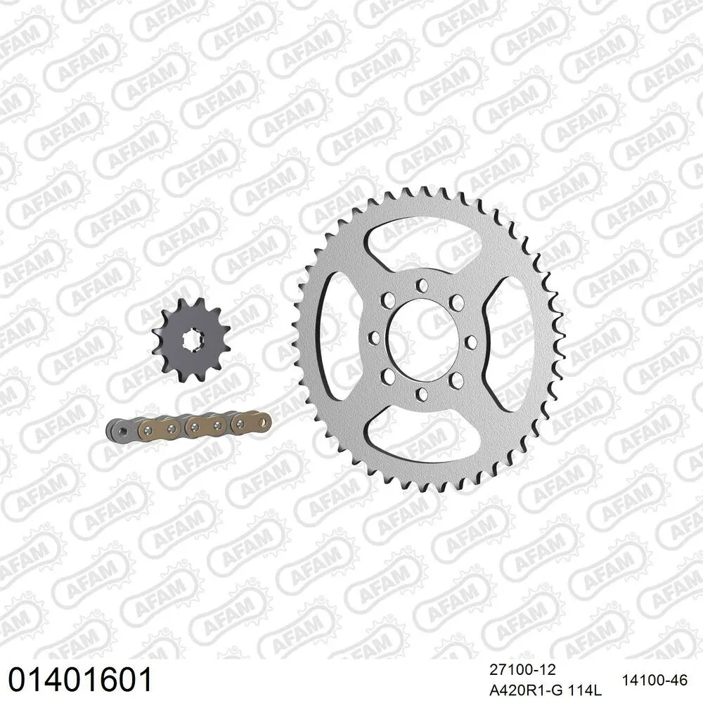 01401601 AFAM Kettensatz Stahl 420 R1-G 12x46 - Suzuki TS 50 KN 1979-80 - 01401601