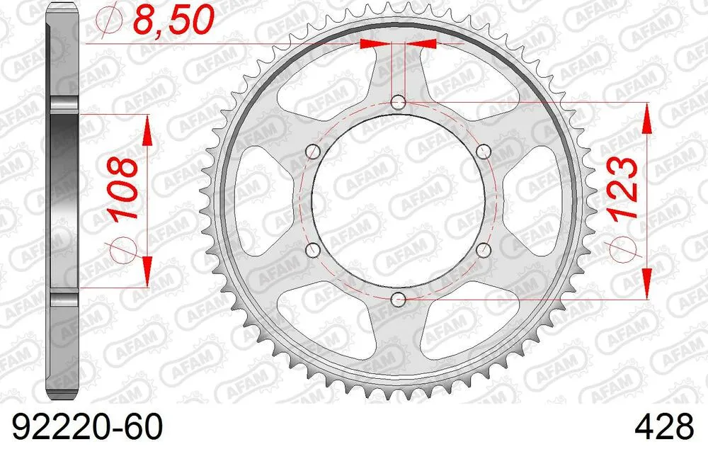 92220-60 AFAM Kettensatz Stahl 428 XMR2-G 13x60 - Aprilia 125 Tuono 2017-20 - 03513201