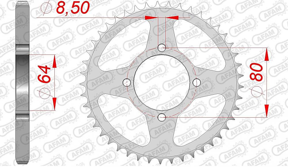 AFAM Kettensatz Stahl 428 XMR-G 14x45 - Yamaha YBR 125 ED 2005-06