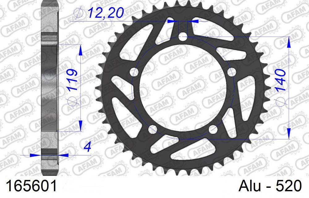 AFAM Racing Kettenrad Aluminium hinten - 520 - 165601