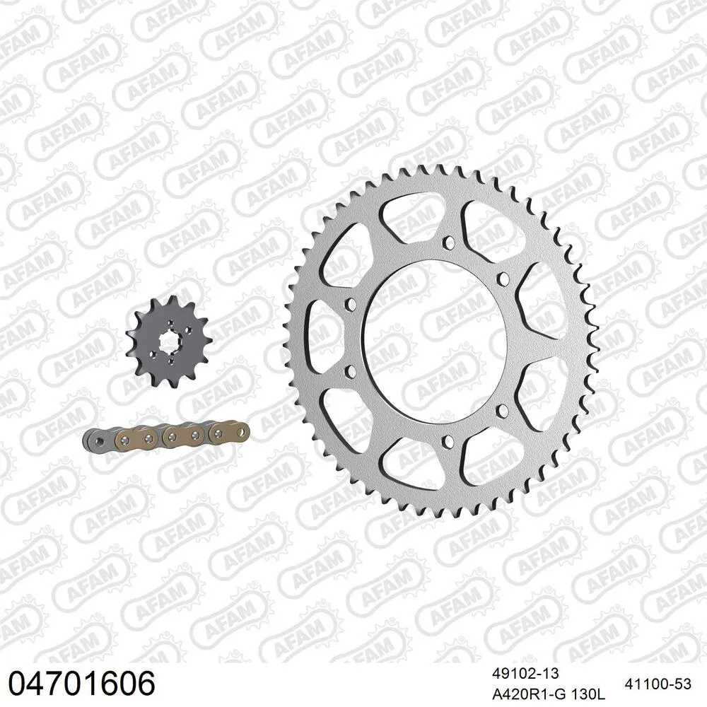 04701606 AFAM Kettensatz Stahl 420 R1-G 13x53 - Derbi DRD 50 R Black devil edition 2004-05 - 04701606
