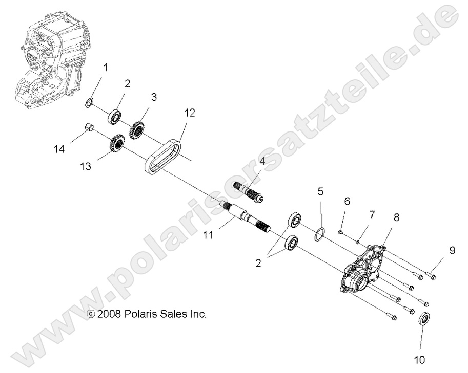 DRIVE TRAIN, MAIN GEARCASE OUTPUT SHAFT
