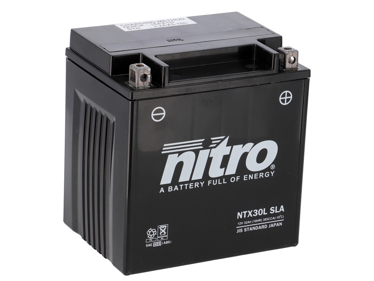 Nitro NTX30L SLA GEL AGM Batterie 12V 32AH - Einbaufertig (YTX30L-BS YB30L-B)