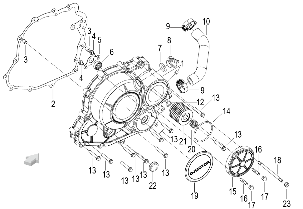 Kurbelgehäusedeckel, rechts