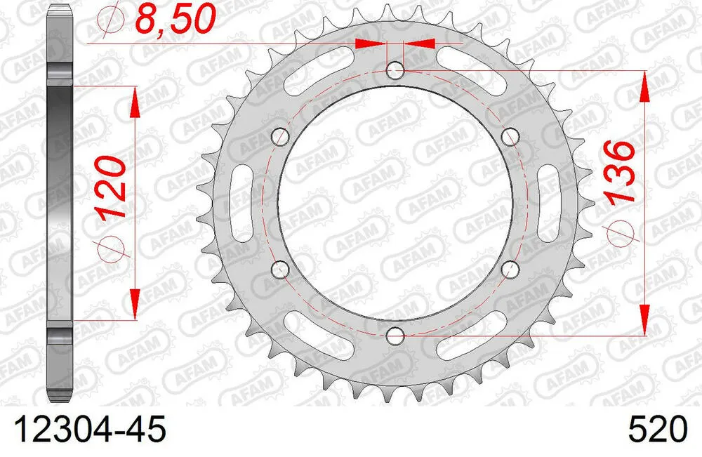 12304-45 AFAM Kettensatz Stahl 520 XRR3-G 14x45 - Yamaha TDR 250 1988-92 - 01226636