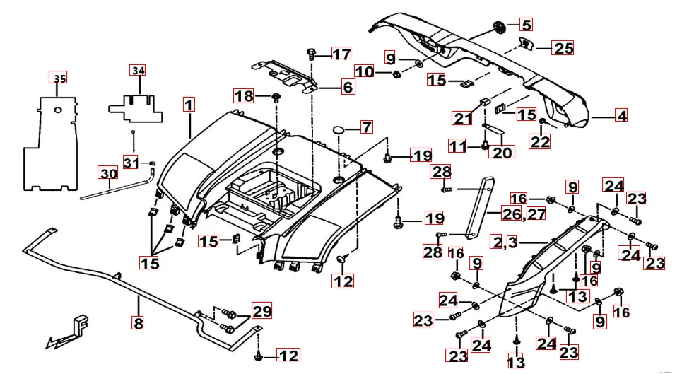 Heckverkleidung rot Heckverkleidung rot