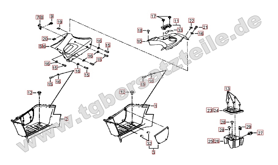 Fußstützen und Tankabdeckung