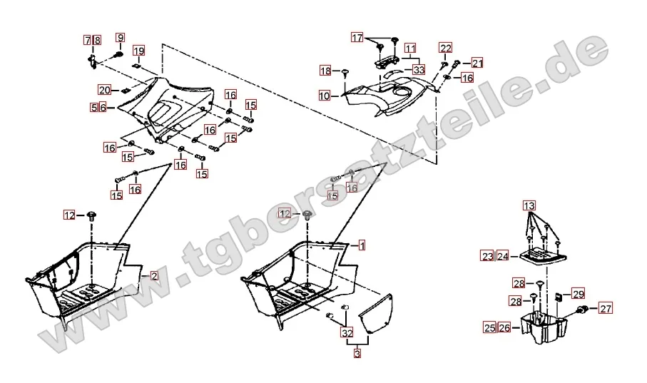 Fußstützen und Tankabdeckung