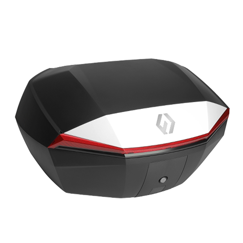 Furchtlos SHIELD L Basic Topcase - 48 Liter - weiß/rot - inkl. Montagekit