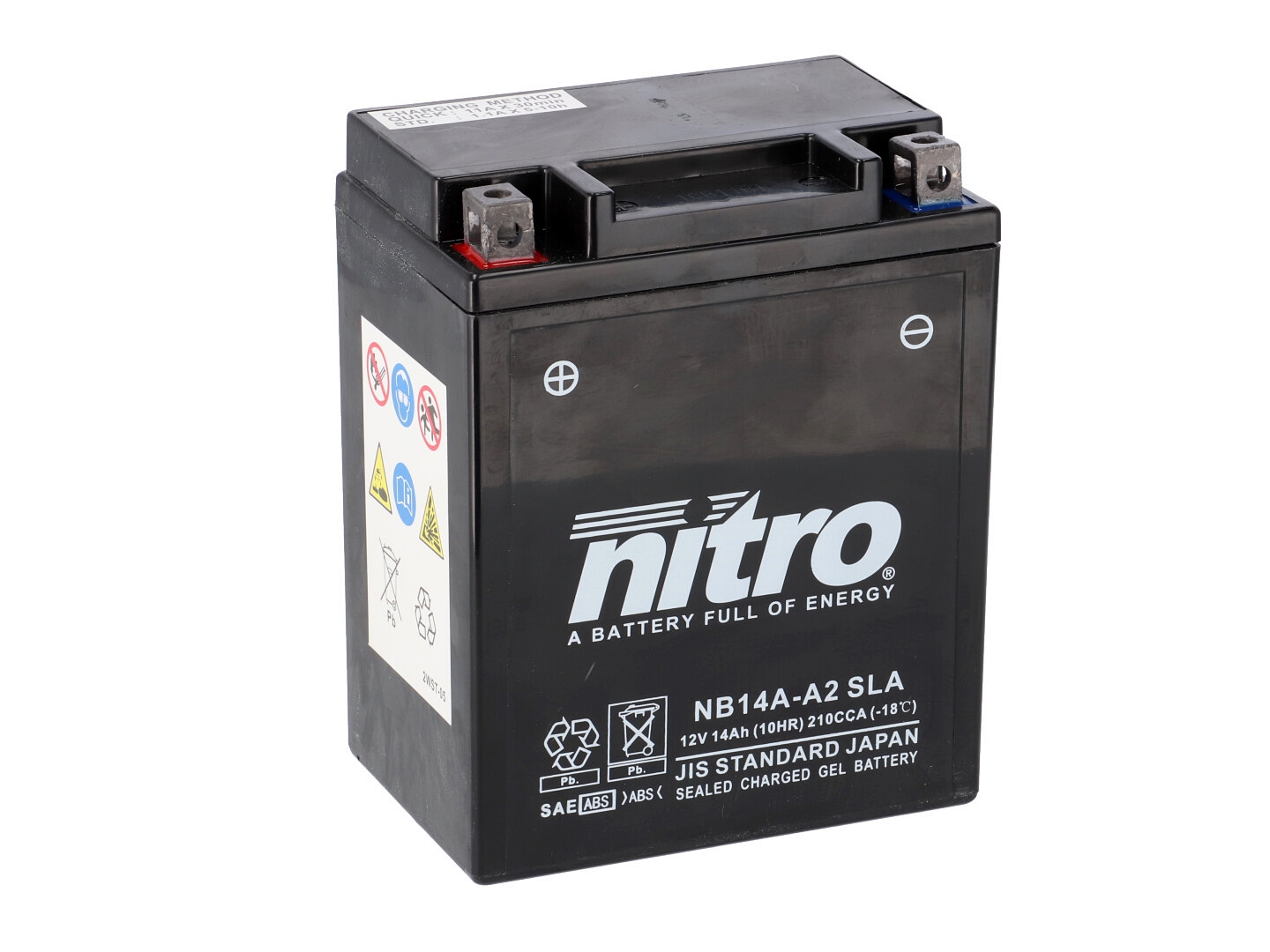 Nitro NB14A-A2 SLA GEL AGM Batterie 12V 14AH - Einbaufertig (YB14A-A2 YTX14AH-BS)