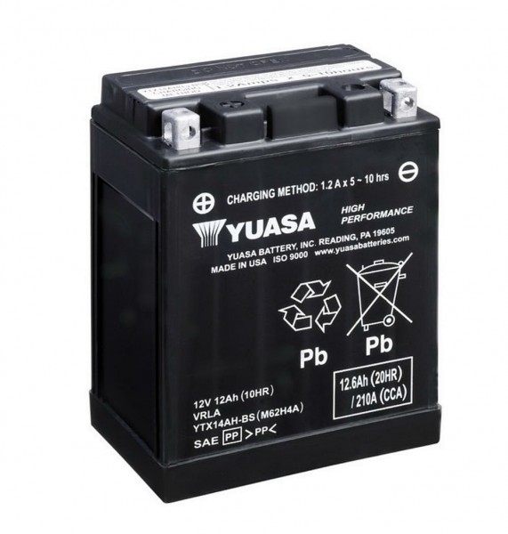 Yuasa YTX14AH-BS AGM Batterie 12V 12AH - Einbaufertig (YB14A-A2)