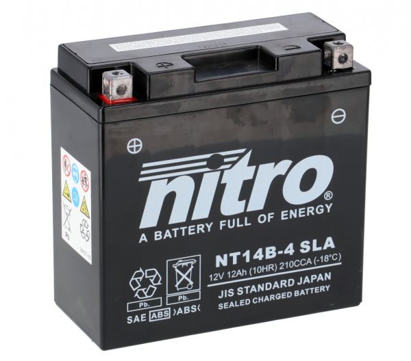 Nitro NT14B-4 / YT14B-BS SLA AGM Batterie 12V 12AH - Einbaufertig (YT14-B4)