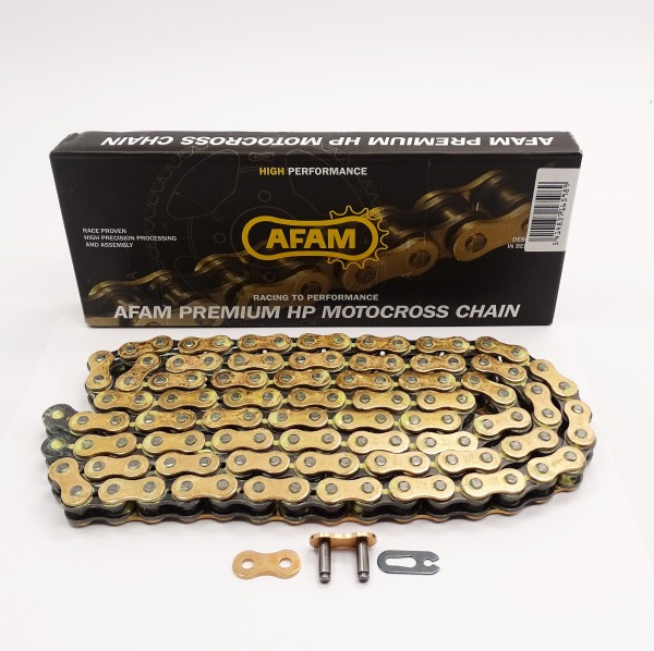 AFAM MX5-G Kette 520 gold-schwarz - 118 Glieder - Clip Schloß - Motocross