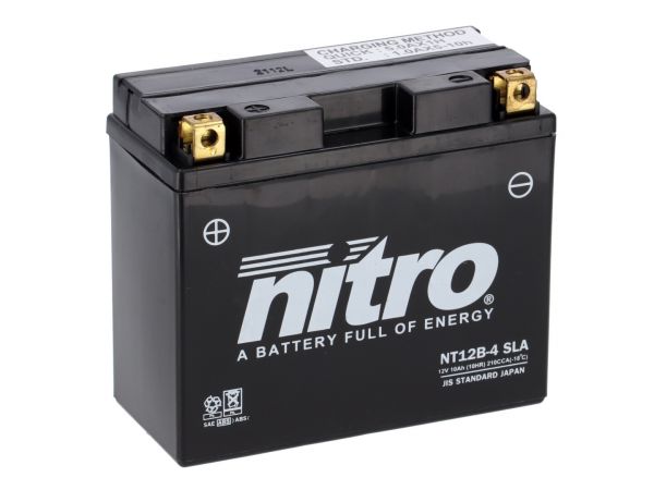 Nitro NT12B-4 / YT12B-BS AGM Batterie 12V 10AH - Einbaufertig (YT12-B4)