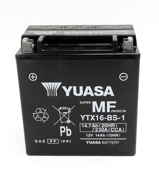 Yuasa YTX16-BS-1 AGM Batterie 12V 14AH - Einbaufertig (FTH16-BS1)