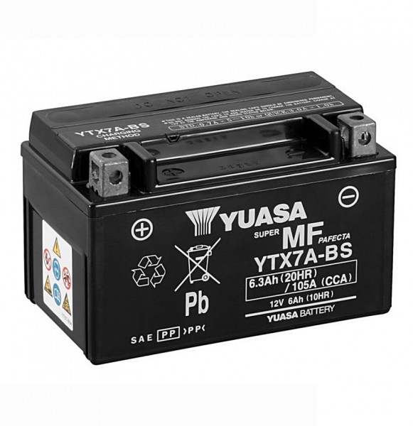 Yuasa YTX7A-BS Batterie AGM 12V 6AH (GTX7A-BS, FTX7A-BS)