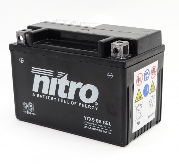 Nitro GEL YTX9-BS AGM Batterie 12V 8AH (GTX9-BS, ETX9-BS, FTX9-BS, CTX9-BS)
