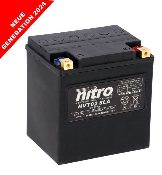 Nitro HVT 02 SLA AGM Gel Batterie 12V 32AH 450A - Einbaufertig (YTX30L-BS, 66010)