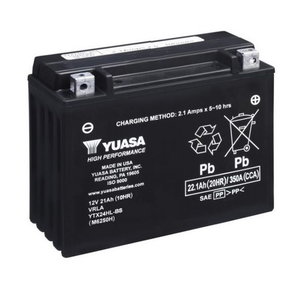 Yuasa YTX24HL-BS AGM Batterie 12V 21AH - Einbaufertig (HVT-06 12-24HL-BS)