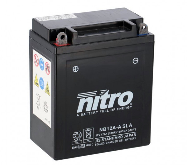 Nitro NB12A-A / YB12A-A SLA GEL AGM Batterie 12V 12AH - Einbaufertig (CB12A-A)