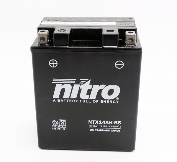 Nitro NTX14AH-BS / YTX14AH-BS AGM Batterie 12V 12AH - Einbaufertig (YB14A-A2)