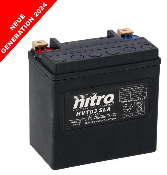 Nitro HVT 03 SLA AGM Gel Batterie 12V 14AH 240A - Einbaufertig (65958-04 YTX14L-BS)