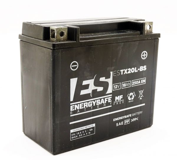 Energysafe ESTX20L-BS / YTX20L-BS AGM Batterie 12V 18AH - Einbaufertig (FTX20L-BS)