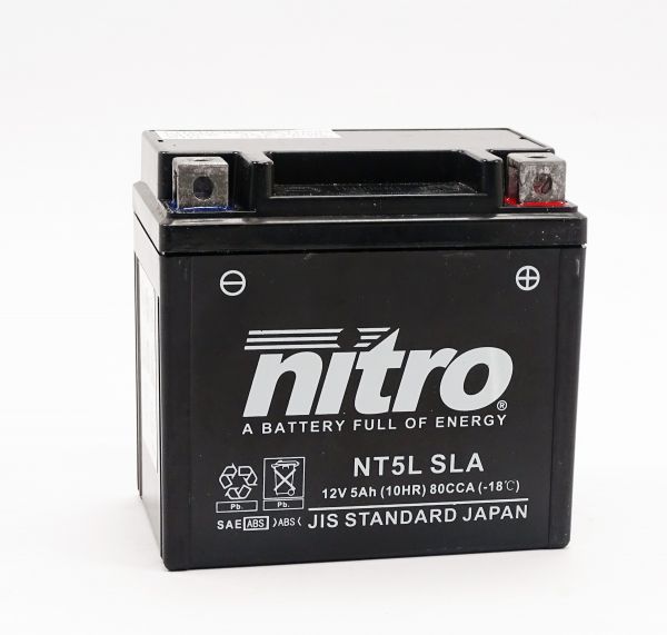 Nitro NT5L / YTX5L-BS SLA GEL AGM Batterie 12V 5AH - Einbaufertig (CTX5L-BS, FTX5L-BS, GTX5L-BS)