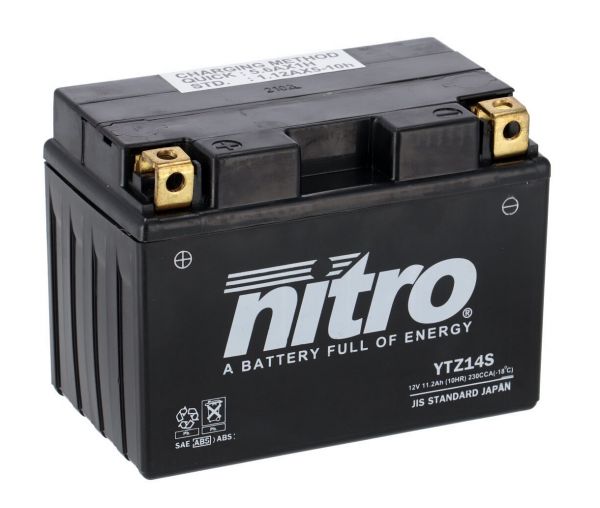 Nitro NTZ14S / YTZ14S SLA GEL AGM Batterie 12V 11,2AH - Einbaufertig (YTZ14S-BS, YTZ14S-4)